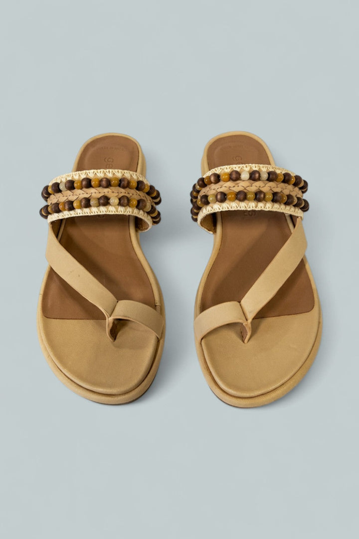 Women’s Lentini Beaded Sandals - Tan Leather - 7.5 - Sandals