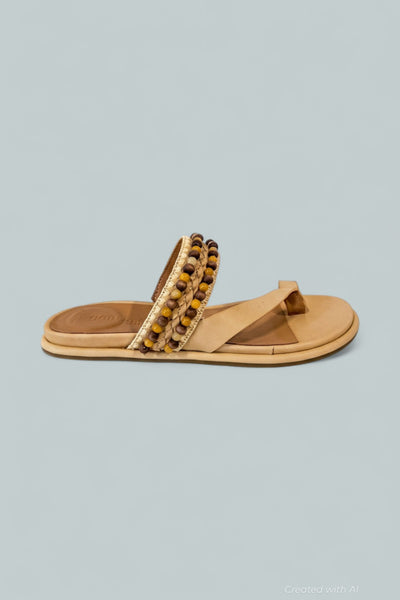 Women’s Lentini Beaded Sandals - Tan Leather - 7.5 - Sandals