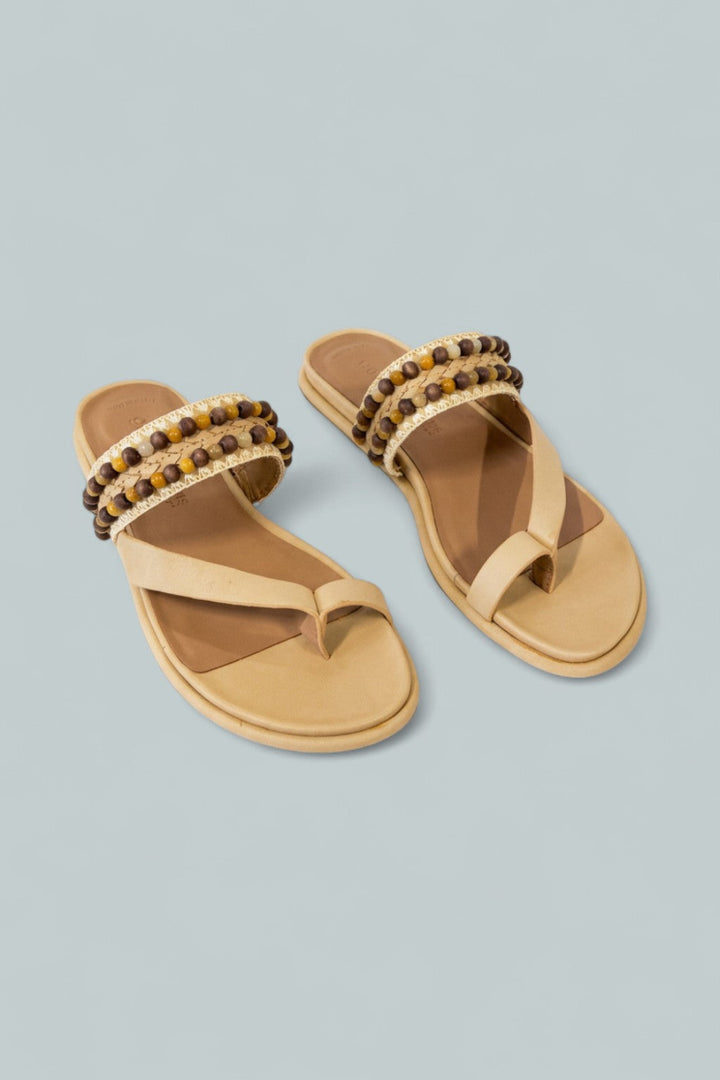 Women’s Lentini Beaded Sandals - Tan Leather - 7.5 - Sandals