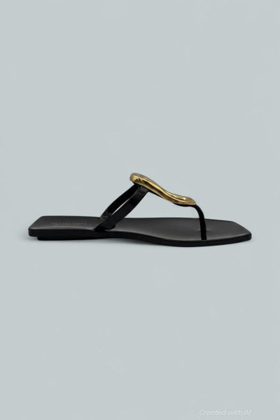 Women’s Linques Jelly Sandals - Black Shiny Gold - Sandals