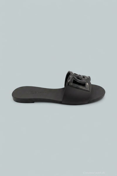 Women’s Logo Pool Slide Sandals - Black - 7 - Sandals