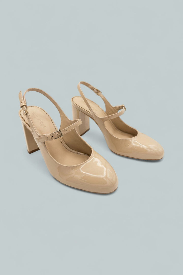 Women’s Lola Patent Mary Jane Slingback Pumps - Nude - Mary Jane