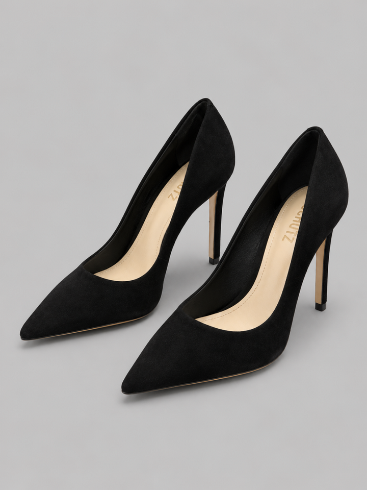 Women’s Lou Pointed Toe High Heel Pumps - Black Suede - Heels
