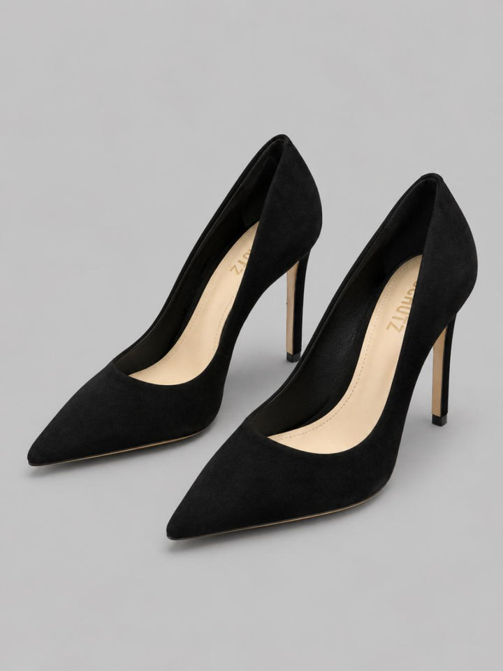 Women’s Lou Pointed Toe High Heel Pumps - Black Suede - Heels