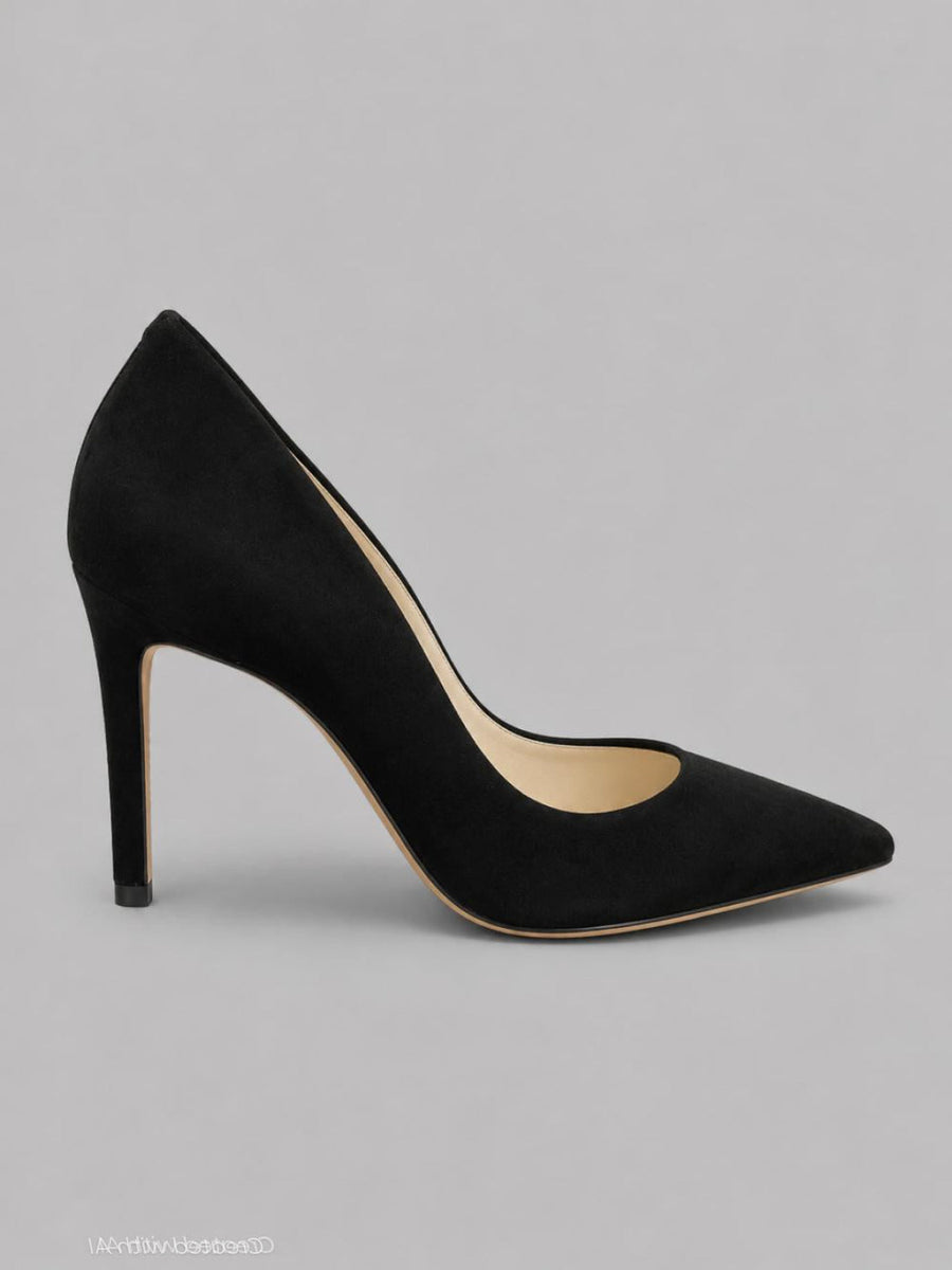 Women’s Lou Pointed Toe High Heel Pumps - Black Suede - Heels