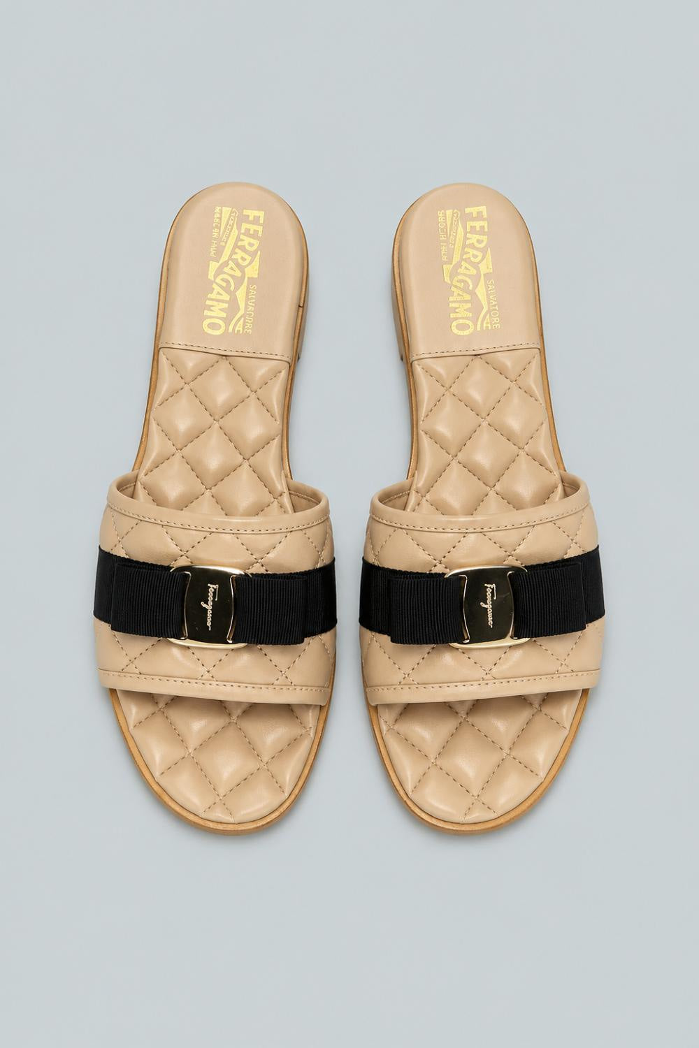 Women’s Lovec Q Bow Accent Quilted Slide Sandals - New Bisque - 7.5 - Sandal