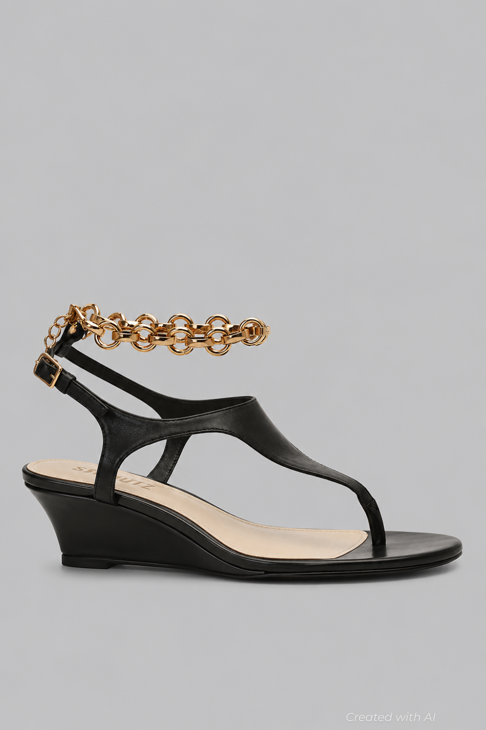 Women’s Lys Leather Wedge Sandals - Black - 7.5 - Sandal