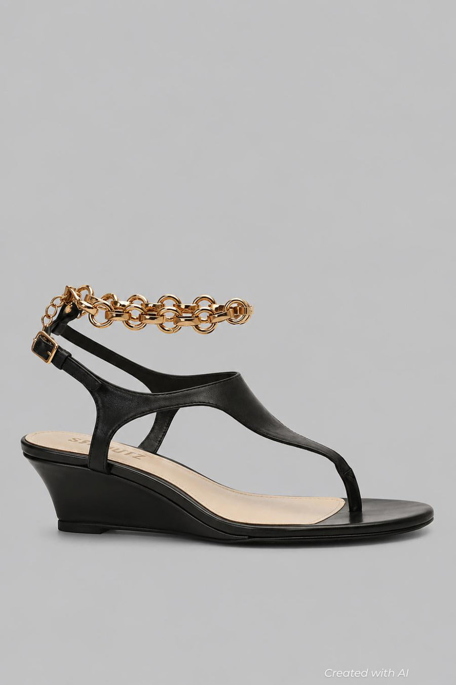 Women’s Lys Leather Wedge Sandals - Black - 7.5 - Sandal