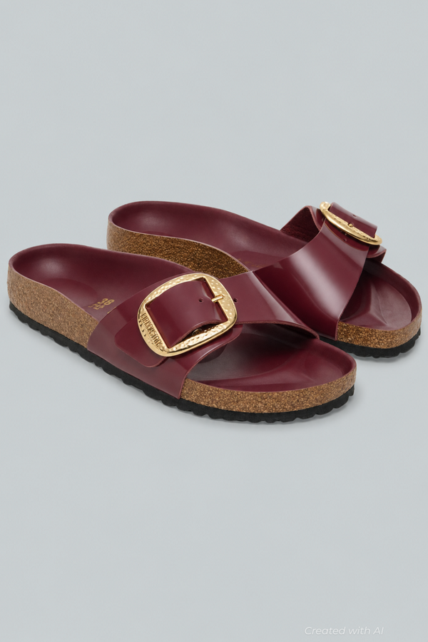 Women’s Madrid Big Buckle High Shine Sandals - Zinfandel - 6 6.5 US / 37 EU - Sandal