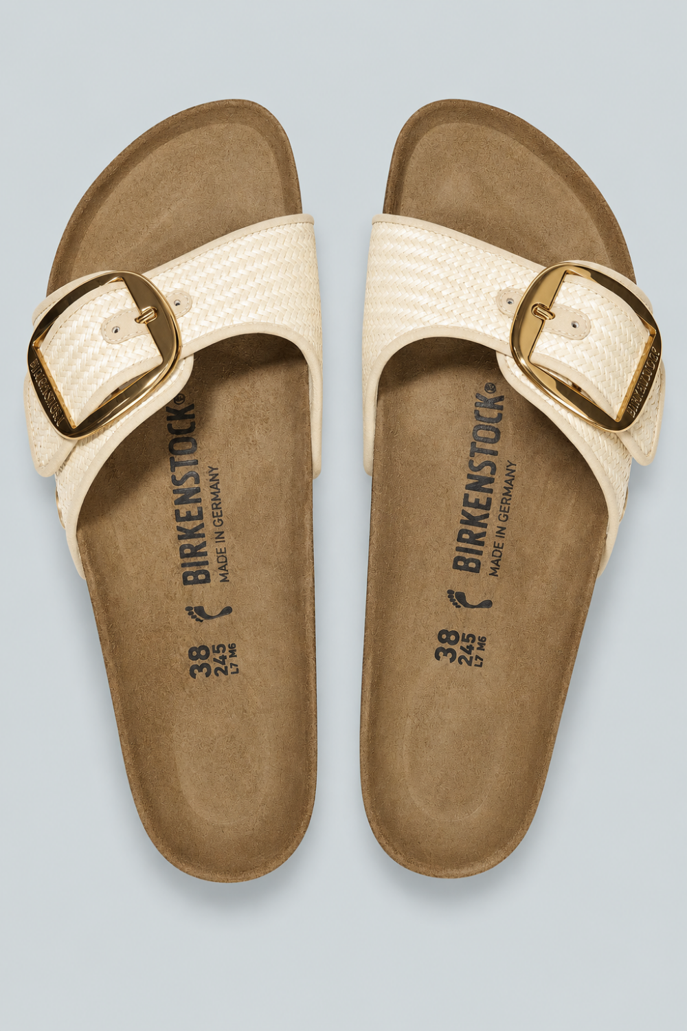 Women’s Madrid Big Buckle Raffia Sandals - Beige - Sandal