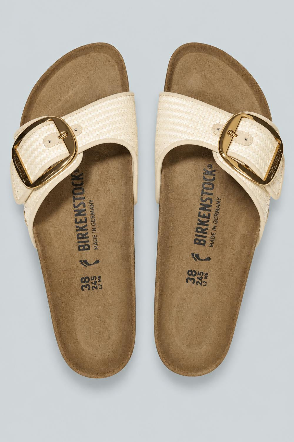 Women’s Madrid Big Buckle Raffia Sandals - Beige - Sandal