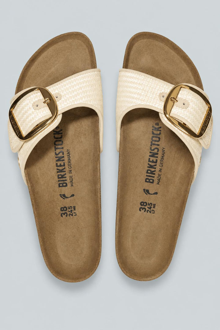 Women’s Madrid Big Buckle Raffia Sandals - Beige - Sandal