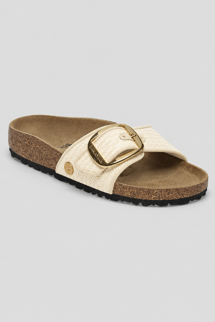 Women’s Madrid Big Buckle Raffia Sandals - Beige - Sandal