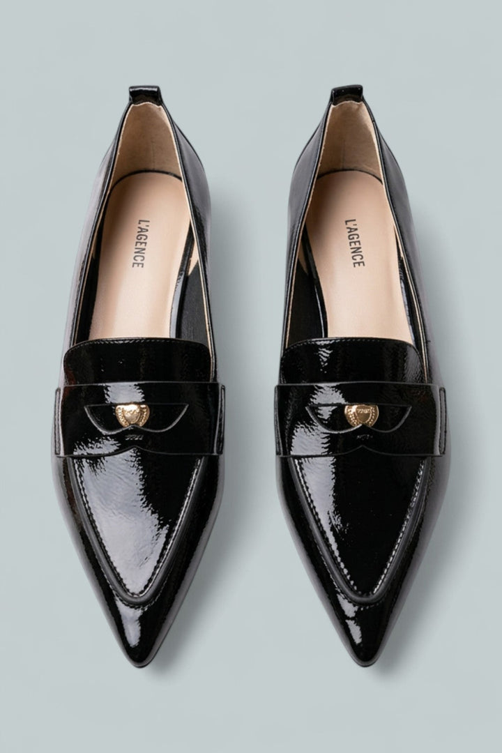 Women’s Maelys Pointed Toe Block Heel Shoes - Black Patent - 8 - Loafers