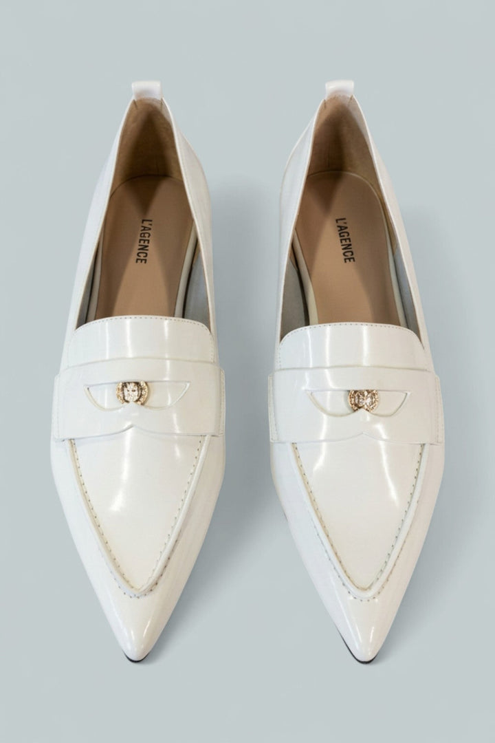 Women’s Maelys Pointed Toe Block Heel Shoes - Pearl Leather - 9 - Heels