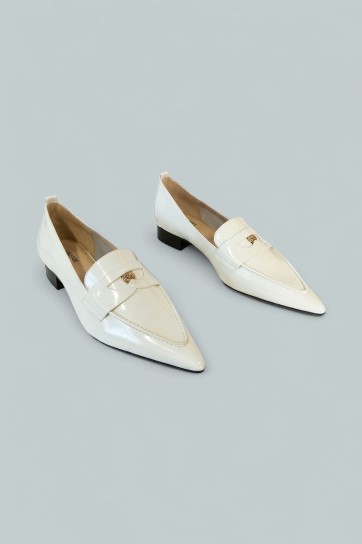 Women’s Maelys Pointed Toe Block Heel Shoes - Pearl Leather - 9 - Heels