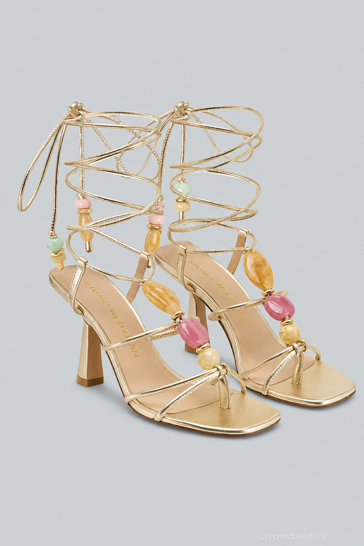 Women’s Majorca Wrap Strappy High Heel Sandals - Platino - 9 - Heels