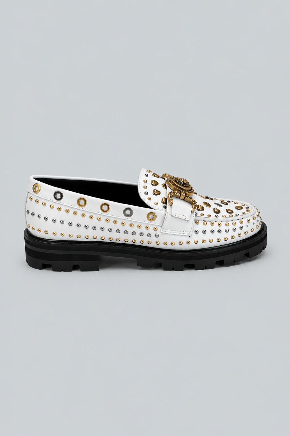 Women’s Mansion Studded Loafer Flats - Open White - 7 - Loafers