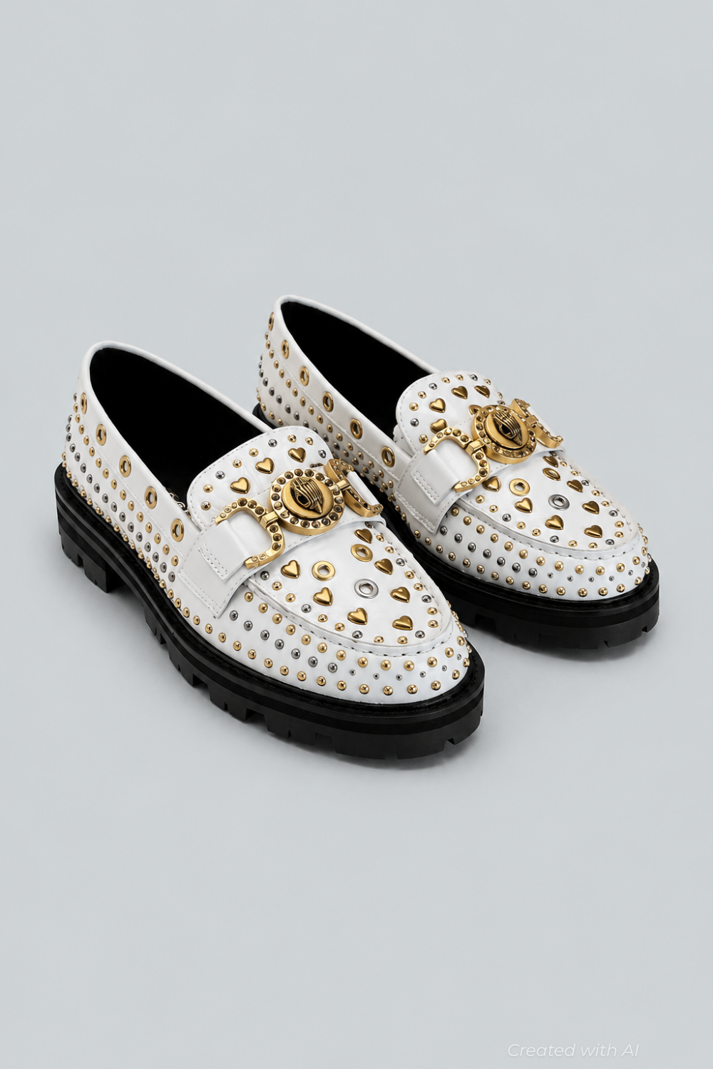 Women’s Mansion Studded Loafer Flats - Open White - 7 - Loafers