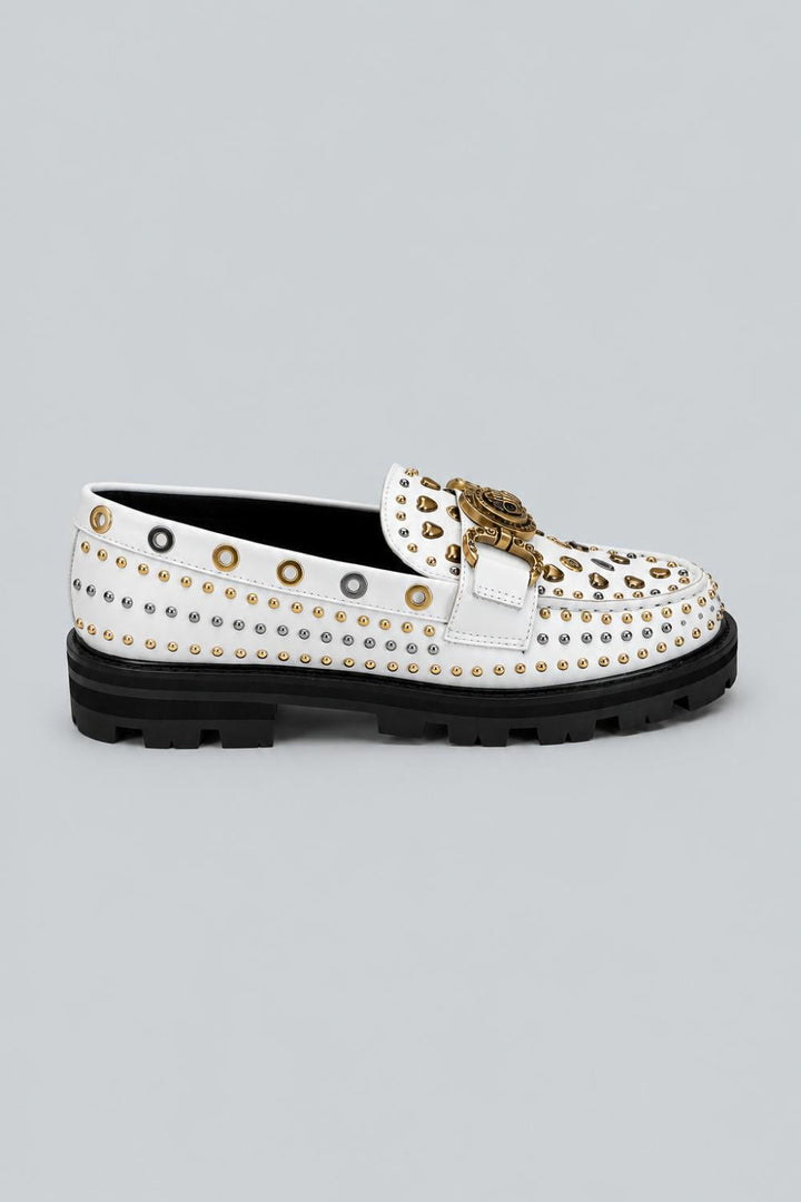Women’s Mansion Studded Loafer Flats - Open White - 7 - Loafers