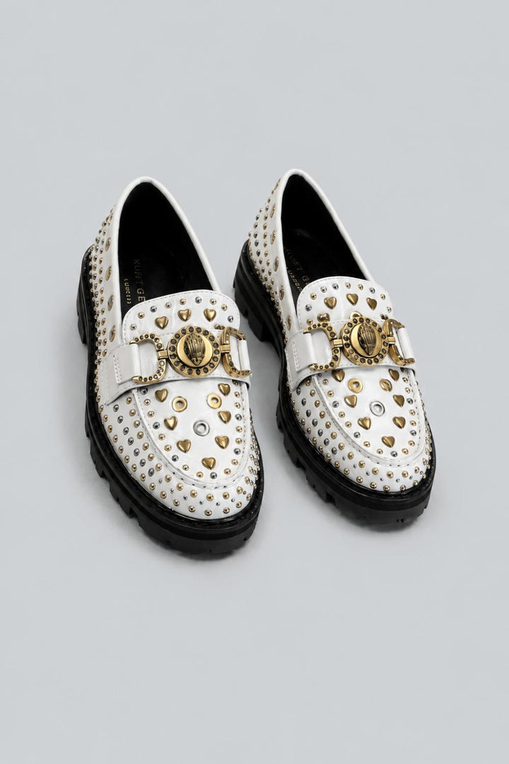 Women’s Mansion Studded Loafer Flats - Open White - 7 - Loafers