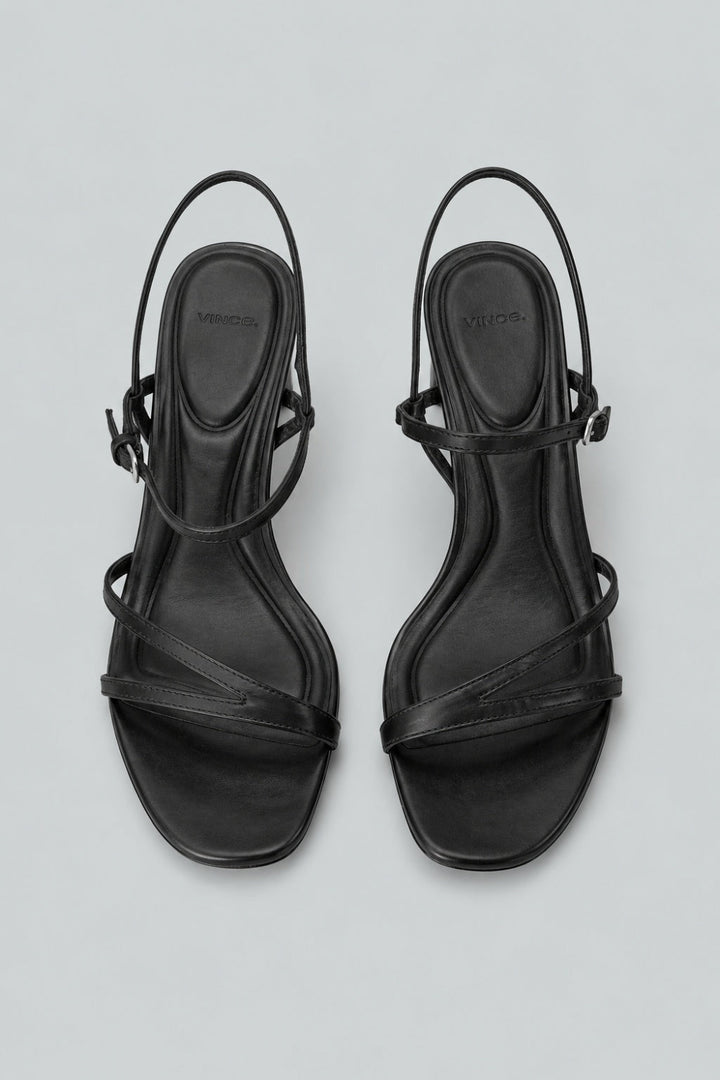 Women’s Marcela Leather Heeled Sandal - Black - 8 - Sandals