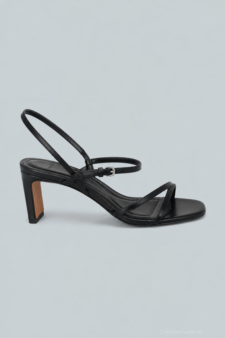 Women’s Marcela Leather Heeled Sandal - Black - 8 - Sandals