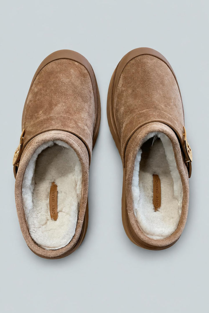 Women’s Mellow Shearling Lined Platform Clogs - Chestnut - 7 - Clog