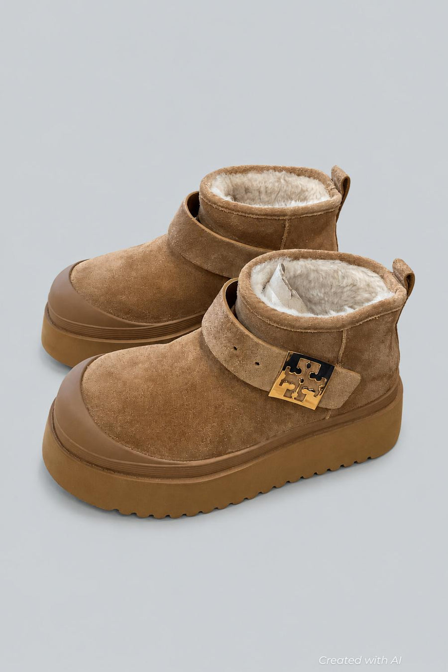 Women’s Mellow Shearling Platform Boot - Chestnut/Gold - 5 US - Boots