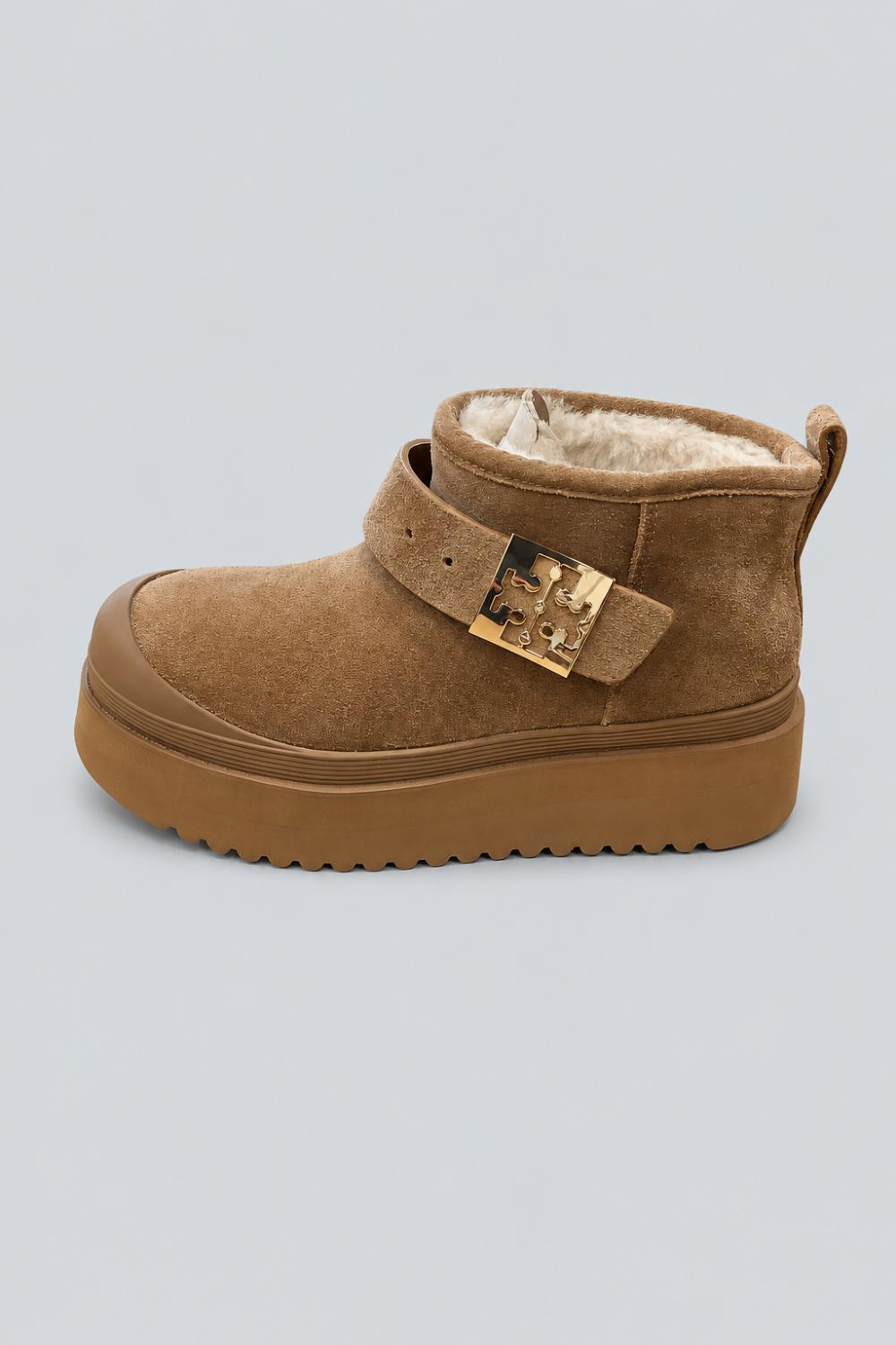Women’s Mellow Shearling Platform Boot - Chestnut/Gold - 5 US - Boots