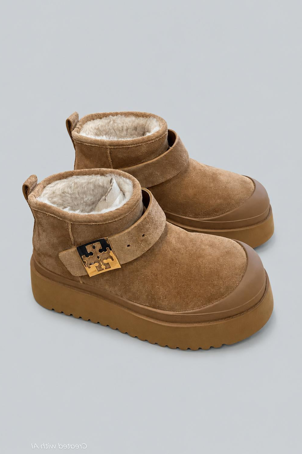Women’s Mellow Shearling Platform Boot - Chestnut/Gold - 5 US - Boots