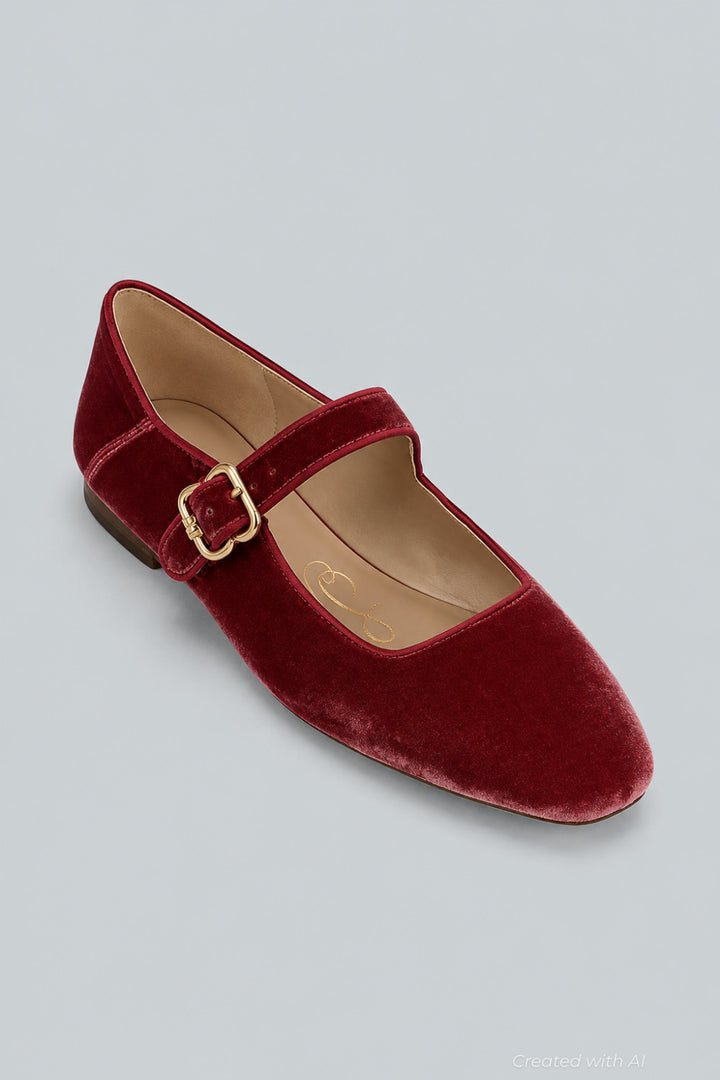 Women’s Michaela Buckled Flats - Raspberry Mauve - 6.5 - Mary Jane