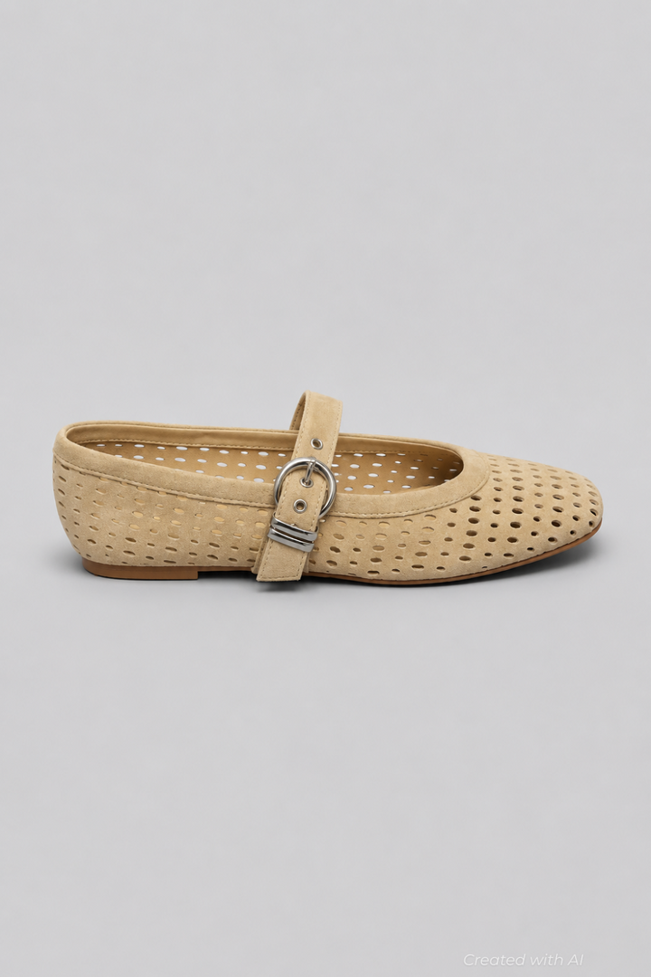 Women’s Mikel Ballet Flats - Camel Perforated - 7.5 - Flats