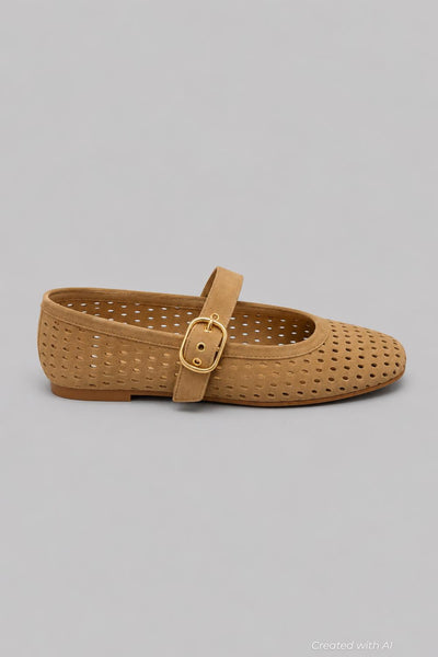 Women’s Mikel Ballet Flats - Light Brown Perforated - Flats