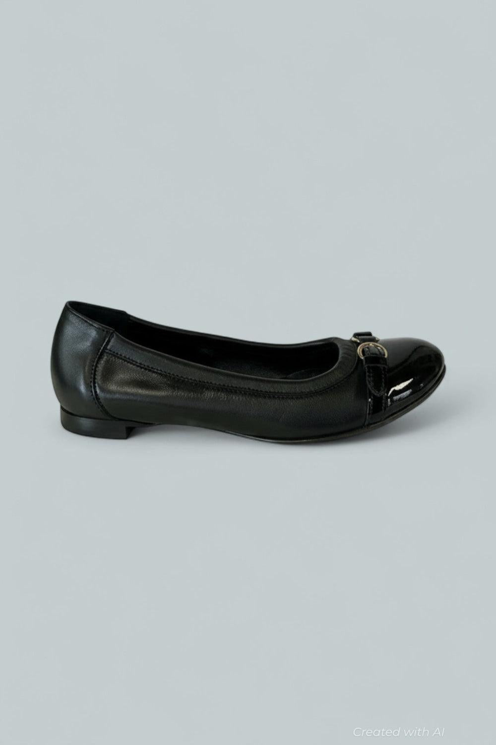 Women’s Monika Cap Toe Ballet Flats - Black/Gold - 7 US / 37 EU - Flats