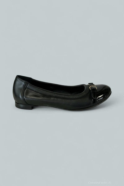 Women’s Monika Cap Toe Ballet Flats - Black/Gold - 7 US / 37 EU - Flats
