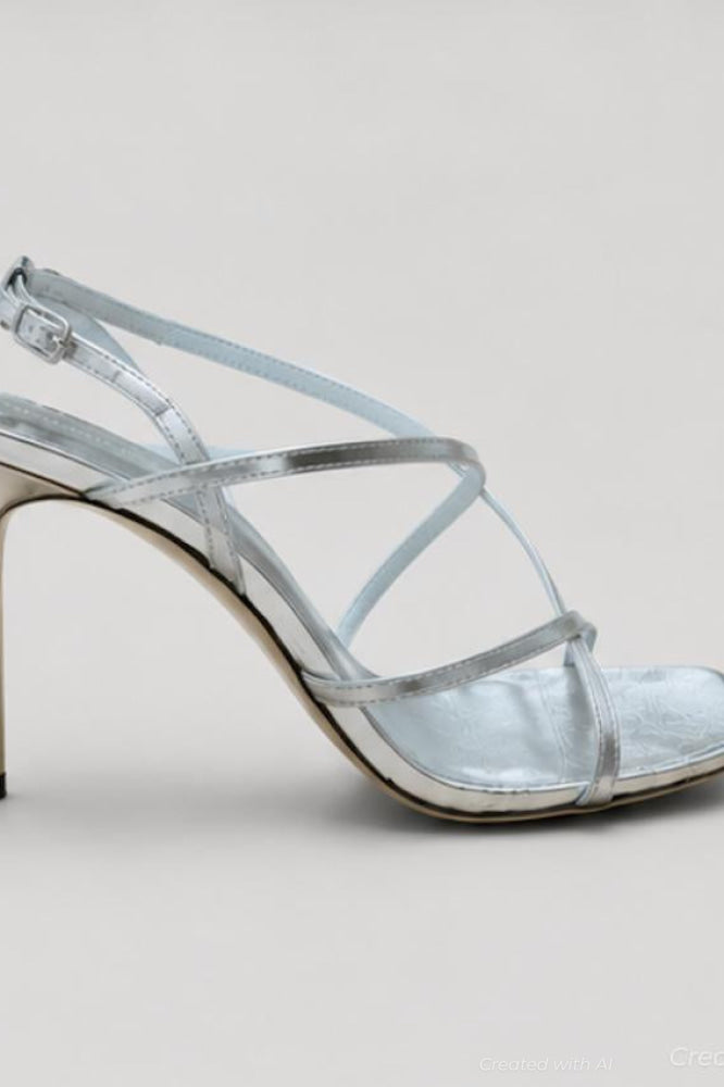 Women’s Multi Strap Sandals - Silver - Stiletto