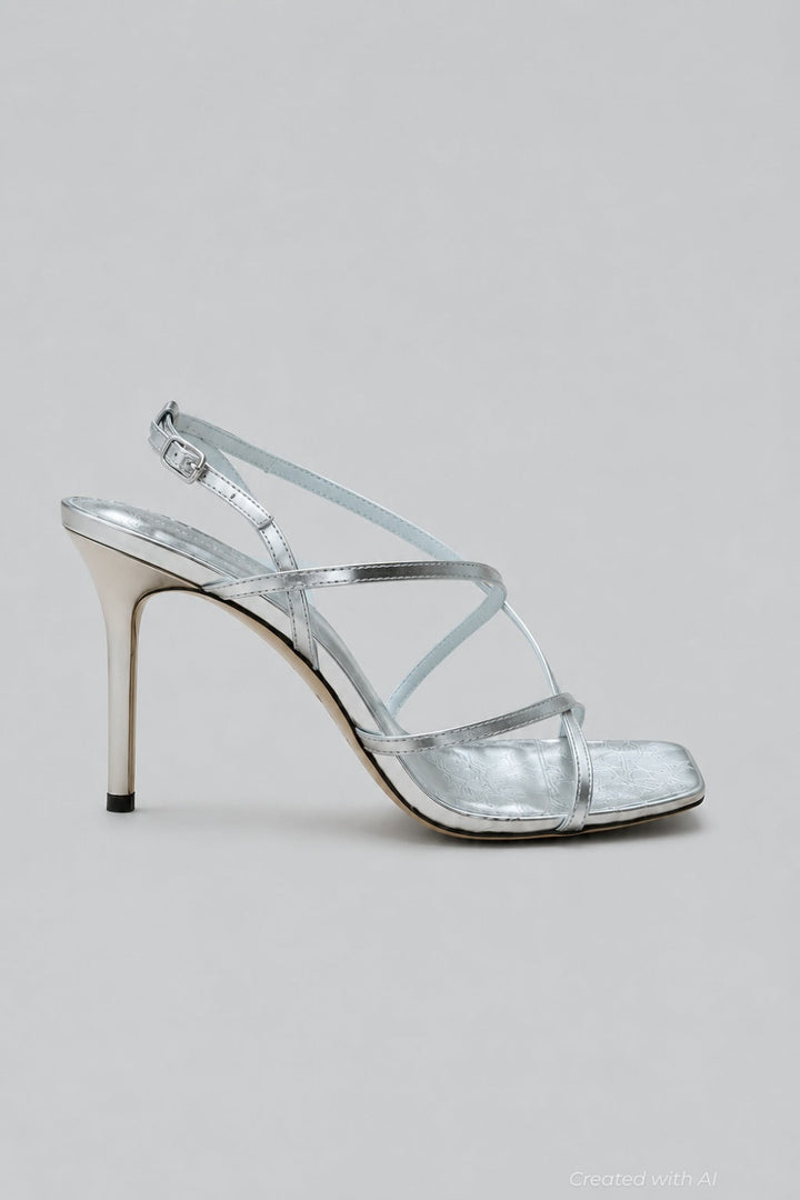 Women’s Multi Strap Sandals - Silver - Stiletto