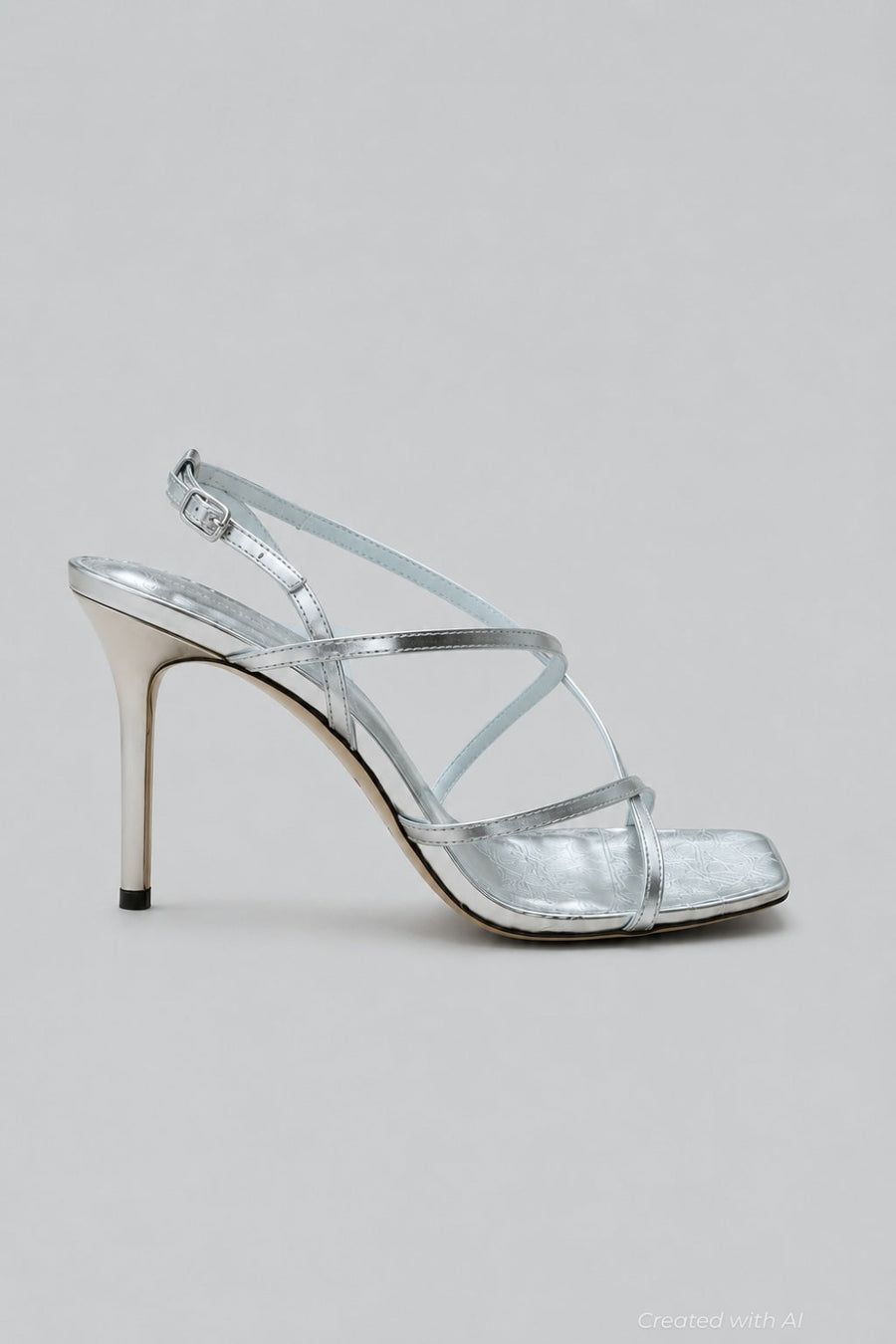 Women’s Multi Strap Sandals - Silver - Stiletto