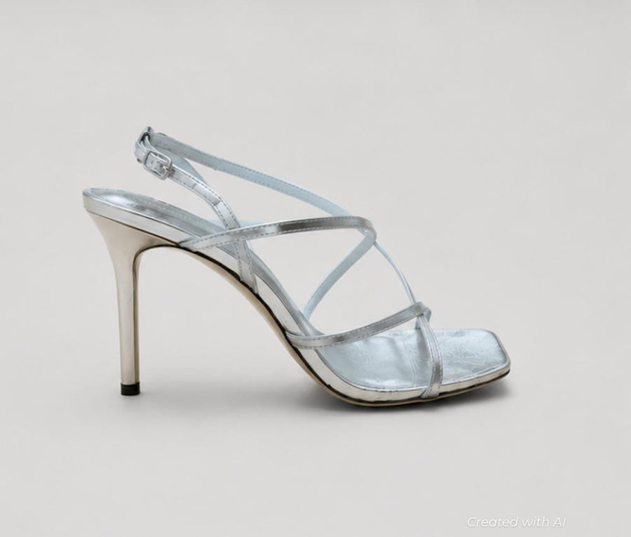 Women’s Multi Strap Sandals - Silver - Stiletto