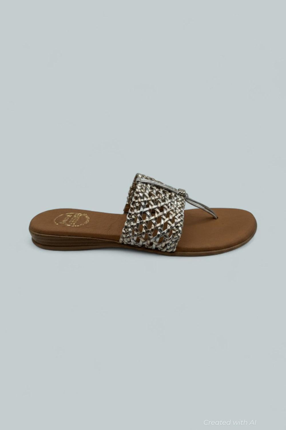 Women’s Nice Woven Thong Sandals - Metallic - 9 - Sandals