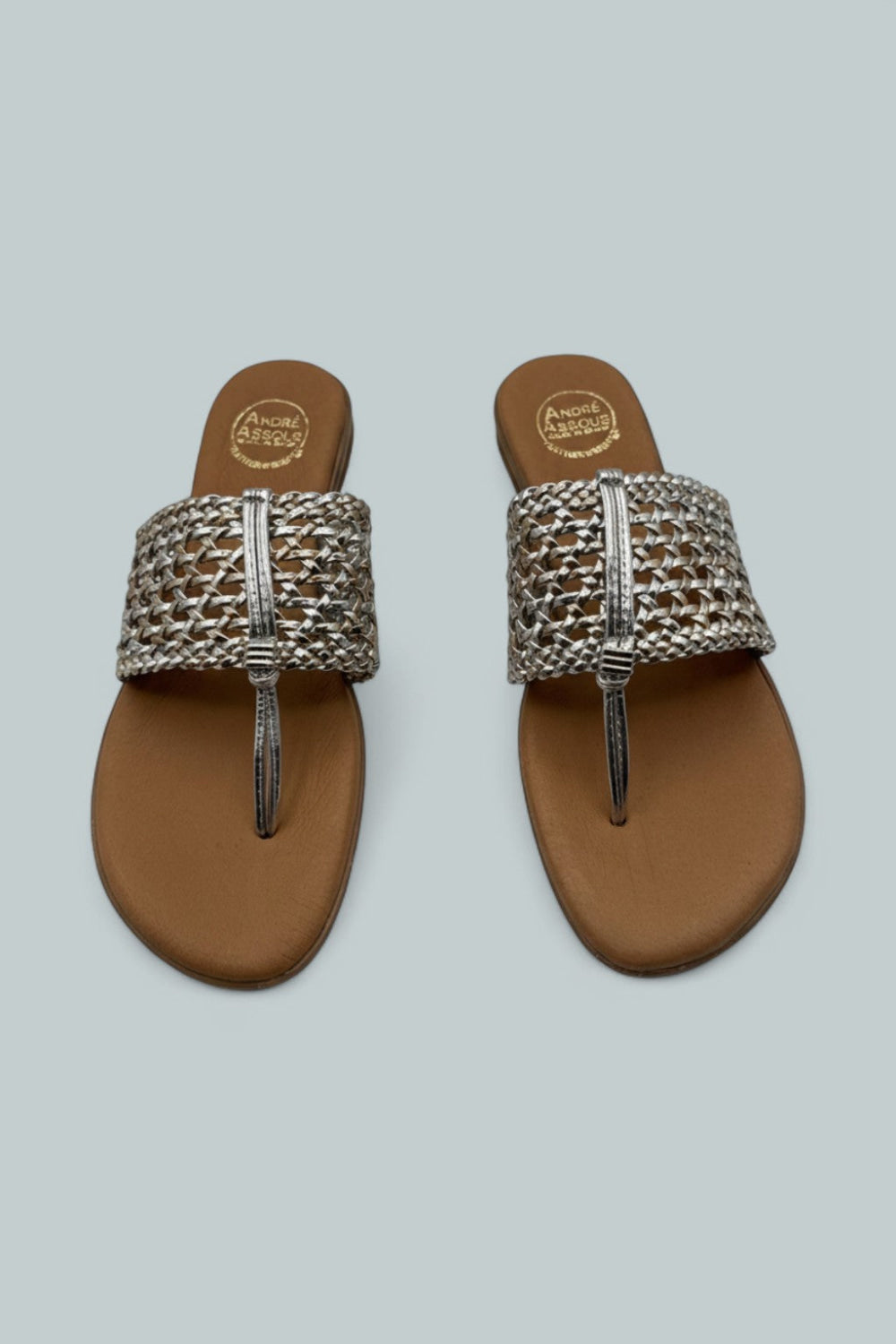 Women’s Nice Woven Thong Sandals - Metallic - 9 - Sandals