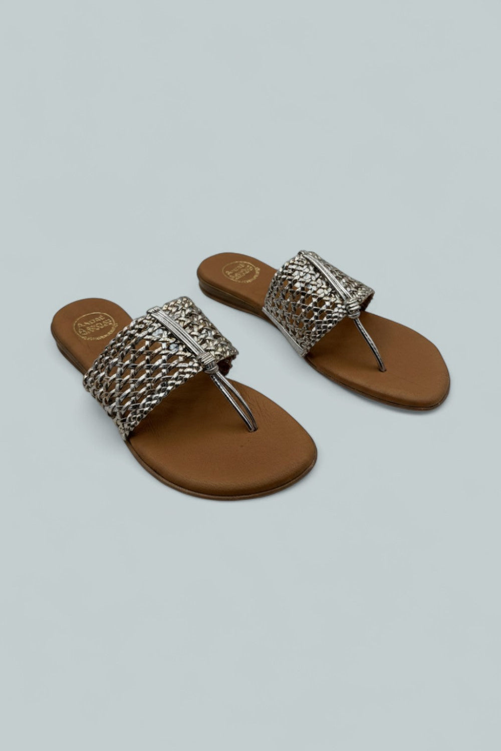 Women’s Nice Woven Thong Sandals - Metallic - 9 - Sandals