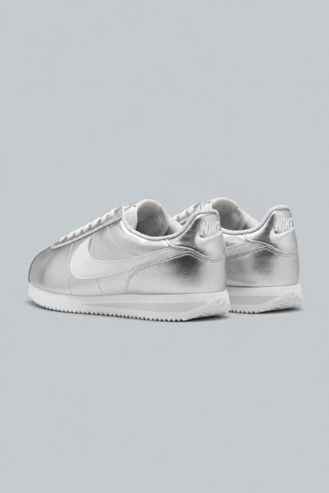 Women’s Nike Cortez Running Sneakers - Metallic Silver/White Grey Fog - 9 - Sneaker