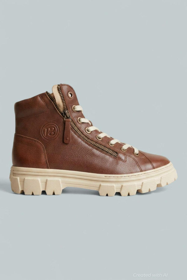 Women’s Novi Hi Top Sneakers - Cognac Washed Leather - US 10 / UK 7.5 - Sneaker