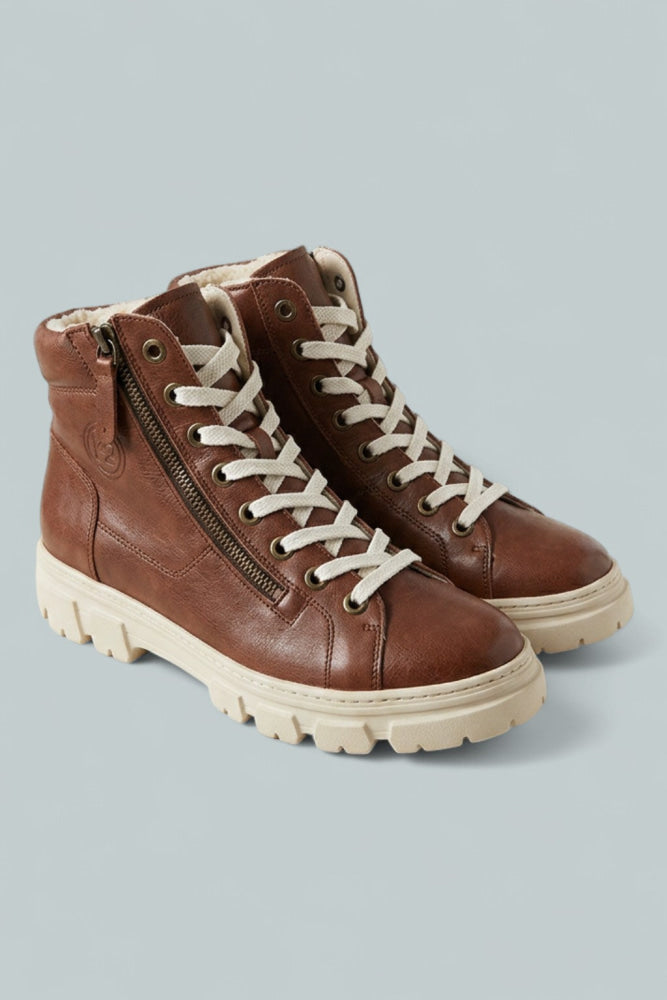 Women’s Novi Hi Top Sneakers - Cognac Washed Leather - US 10 / UK 7.5 - Sneaker