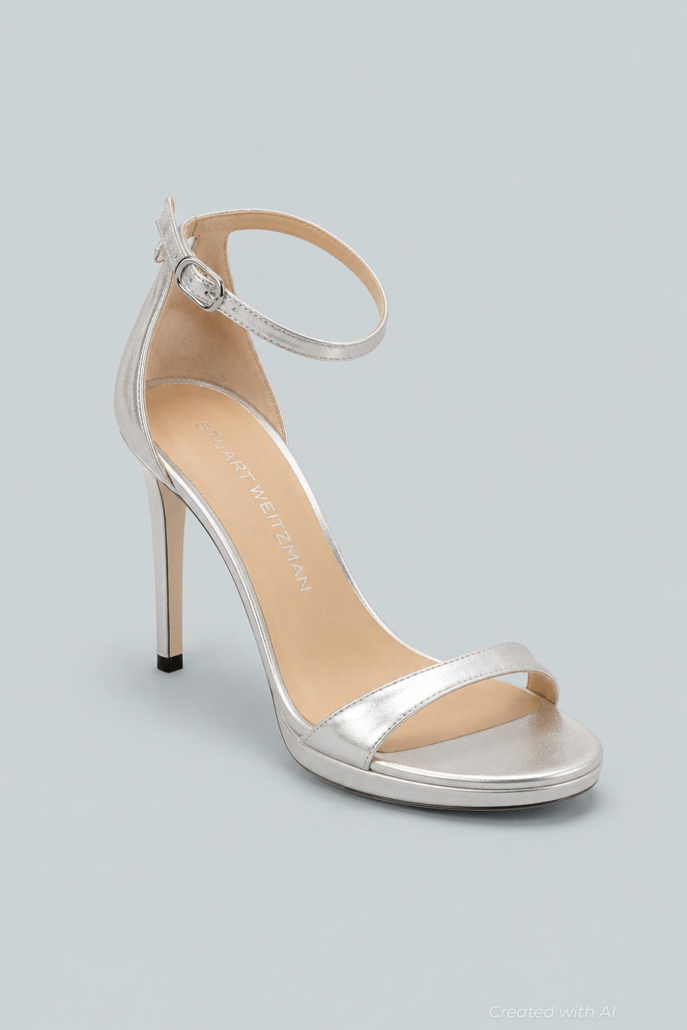Women’s Nudist Platform High Heel Sandals - Silver - Heels