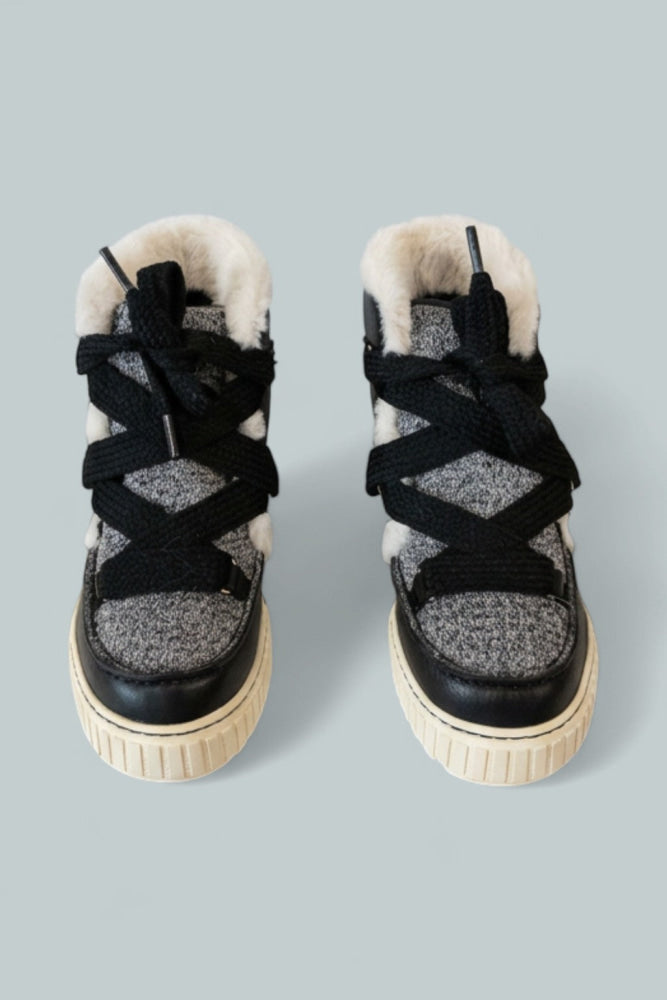 Women’s Ona Ave Faux Fur Trim Fleece Lined Alpine Ankle Boots - Black/Chalk - 5.5 - Boots