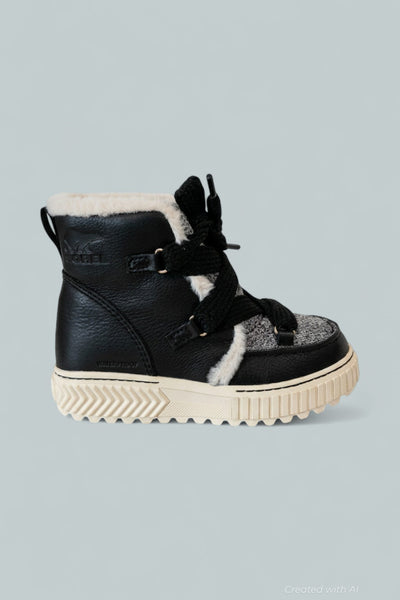 Women’s Ona Ave Faux Fur Trim Fleece Lined Alpine Ankle Boots - Black/Chalk - 5.5 - Boots