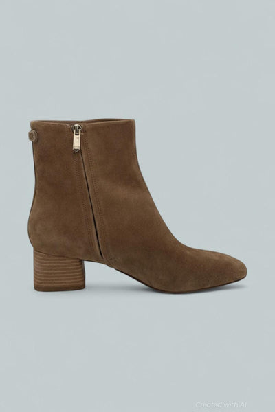 Women’s Paige Square Toe Block Heel Ankle Booties - Almond Taupe Suede - 9.5 - Bootie